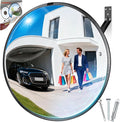 New Upgraded 22" HD Convex Mirror - 160° Adjustable Wide Angle View, Leather Frame & ABS Back, Traffic Mirror for Indoor/Outdoor Use in Garage, Warehouse, Driveway, Store & Office Security