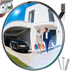 New Upgraded 22" HD Convex Mirror - 160° Adjustable Wide Angle View, Leather Frame & ABS Back, Traffic Mirror for Indoor/Outdoor Use in Garage, Warehouse, Driveway, Store & Office Security
