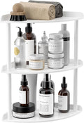 Sezanrpt 3 Tier Acrylic Corner Shelf Organizer Storage 9.5x9.5x15.7 Inch, White Countertop Corner Shelf for Bathroom, Kitchen