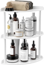 Sezanrpt 3 Tier Acrylic Corner Shelf Organizer Storage 9.5x9.5x15.7 Inch, White Countertop Corner Shelf for Bathroom, Kitchen