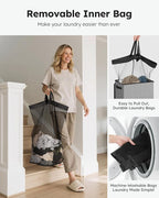 SOLEDI Slim Laundry Hamper with Lid, Narrow Laundry Basket with Removable Bags, Dirty Clothes Hamper with handle, Small Hampe