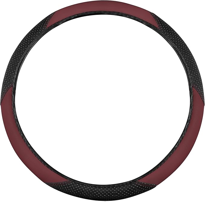 BDK Steering Wheel Cover -SootheGrip MassageTouch - Comfort Massage Grip - Protection and Control- Black & Burgundy