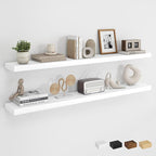 Dreamland 48Inch Floating Shelves for Wall, Rustic Wooden White Floating Shelves for Living Room, Kitchen, Farmhouse, Deep Wa