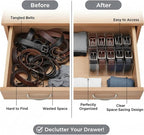 Belt Organizer 2pack,Acrylic Belt Organizer for Closet with Removable Dividers - 5 Compartments & Handles Drawer organization