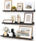 Picture Ledge Wall Shelves - 36 Inch Width Set of 3, Solid Pine Wood Rustic Floating Ledge Shelves for Kids' Room, Bedroom, K