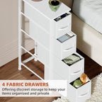 Somdot Narrow Dresser with 4 Drawers, Slim Storage Organizer Chest of Drawers with Removable Fabric Drawers for Small Spaces 