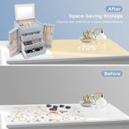 Dajasan Large Jewelry Box Organizer, Jewelry Storage Organizer with 3 Drawers, Huge Jewelry Box with Mirror for Women Girls, 