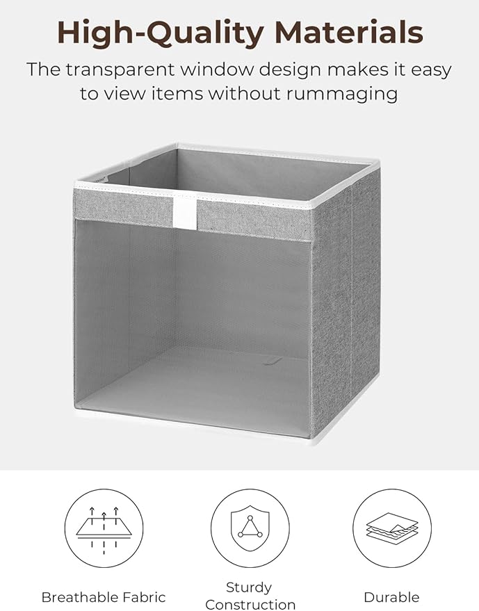 StorageWorks 13x13 Storage Cubes, Closet Storage Bins with Clear Window, Large Fabric Organizer for Clothes, Collapsible Stor