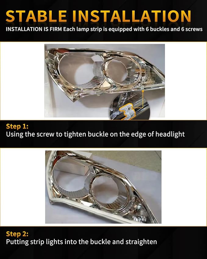 Qasim Sequential Turn Signal 24inch Led Car DRL Daytime Running Lights Strip 12V Auto Headlight 60CM White/Amber Flowing-1Pair
