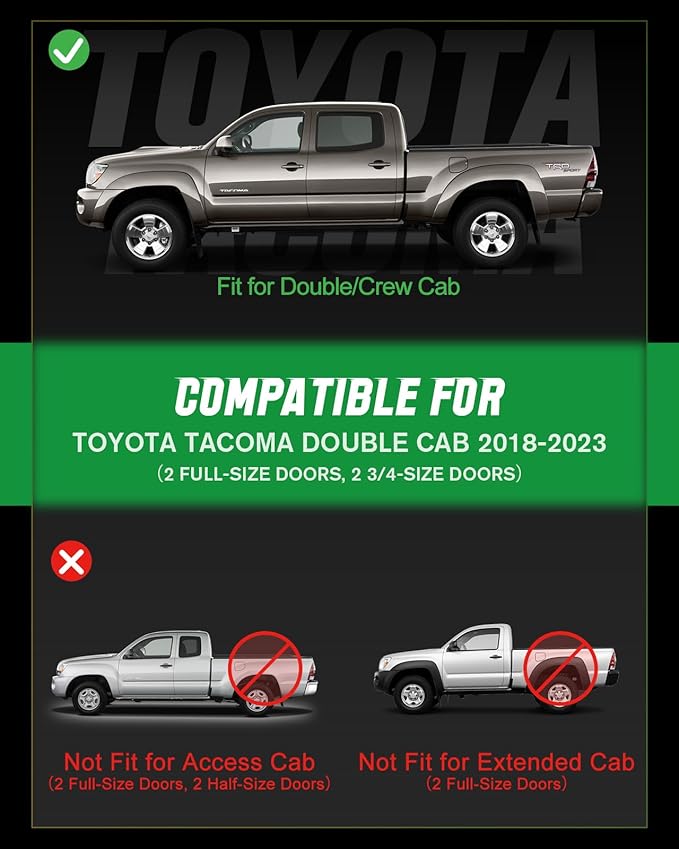 VIWIK Floor Mats for Toyota Tacoma 2018 2019 2020 2021 2022 2023 (Only for Double Cab), Automotive All Weather Custom Fit TPE Floor Liner for 1st and 2nd Row, Full Set Car Mats Black