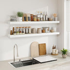 Fun Memories Floating Shelves for Wall, 55Inch Floating Shelves Set of 2, Hanging Shelf with Invisible Brackets, Wood Shelves