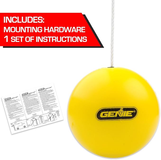 Genie Yellow Perfect Stop Parking Aid – Retractable Ball Compatible with All Garage Door Openers-GPS-R, one size (Pack of 2)