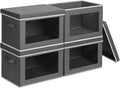 Homsorout Stackable Storage Bins with Lids - Large Storage Box with Lids, Foldable Closet Boxes for Organizing, Wardrobe Clot