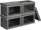 Homsorout Stackable Storage Bins with Lids - Large Storage Box with Lids, Foldable Closet Boxes for Organizing, Wardrobe Clot