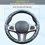 Embossed Skull Steering Wheel Cover, Skull Car Accessory, Microfiber Leather with Anti-Slip Lining, Fits 14.5"-15" Steering Wheels