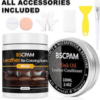 12oz Leather Recoloring Balm & 3.4oz Mink Oil Leather Conditioner kit,White Leather Color Repair Kits for Couches, Leather Co