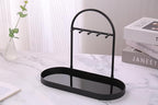 Shinpuru Metal Jewelry Organizer Stand & Key Holder Tray with Acrylic Base, Key Stand and Jewelry Tray with 5 Hooks, Perfect 