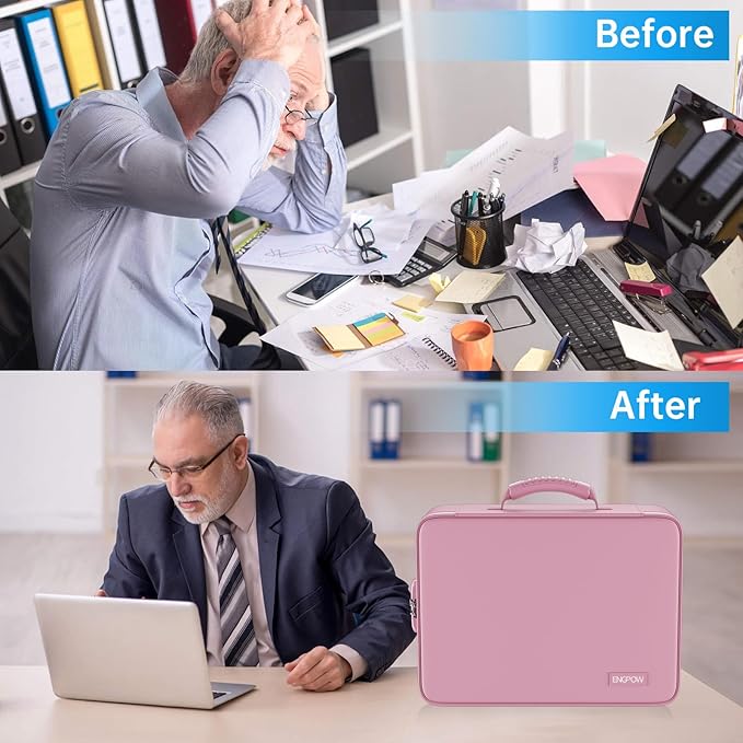 ENGPOW Fireproof File Organizer Bag with 13 Colorful Pockets Accordion File Folder,5200℉ Document Organizer Box with Lock&Lab