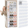 Windyun 40 Over the Door Shoe Organizer Large Breathable Mesh Pocket Clear White Hanging Shoe Rack for Closet Behind Door Han