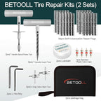 BETOOLL Tire Repair Kit, Sets of 2-24pcs Professional Heavy Duty Universal Emergency Flat Tire Repair Kit, for car Motorcycle