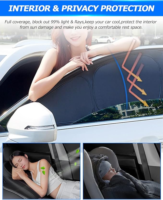 Karltys 3PCS Windshield Sun Shade for 2013-2017 Subaru Crosstrek, Reflective Front and Side Window Sunshade Cover Custom Fit Crosstrek, Foldable Sun Visor Protector Blocks Heat UV Rays