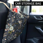 Car Trash Can, Cute Car Trash Bag, Hanging Car Organizer and Storage Bag, Trash Bin for Car Accessories, Vehicle, Travelling, Camping Dark Blue Florals