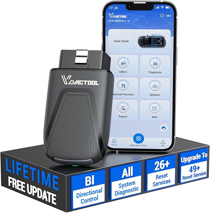OBD2 Scanner Bluetooth VDIAGTOOL D200, Bidirectional Scan Tool - Lifetime Free Updates, 26 Resets (Upgradeable to 49+), Full