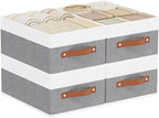 Storage Boxes, Storage Baskets with Handles, Cube Organizer Bins for Wardrobe Bedroom Laundry, 13 × 9.1 × 5.5 Inch, White and