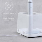 YouCopia The Ledge Toothbrush Holder, 2-Slot, Bathroom Vanity Counter Organizer with Cord Slots, Removable Base and Storage f