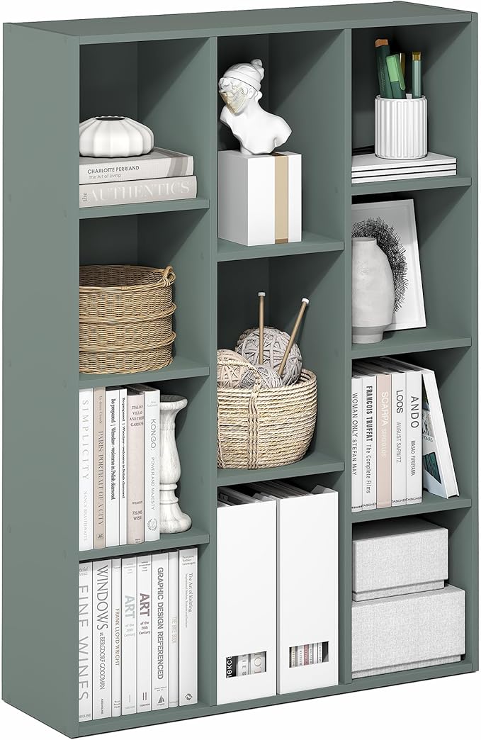 Furinno LUDER Book Shelf, 11-Cube Bookshelf, Reversible Bookcase, 9.4 x 29.1 x 41.7, Easy Assembly, for Living Room, Bedroom,