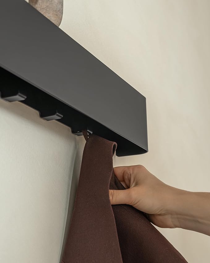 Kazai.® Coat Rack Wall Mount with Shelf 'Tone' | Modern Design Coat Hanger with Hidden Hooks and Storage | Hat Rack with Shel