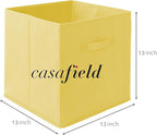 Casafield Set of 6 Collapsible Fabric Cube Storage Bins, Yellow - 13" Foldable Cloth Baskets for Shelves, Cubby Organizers & 