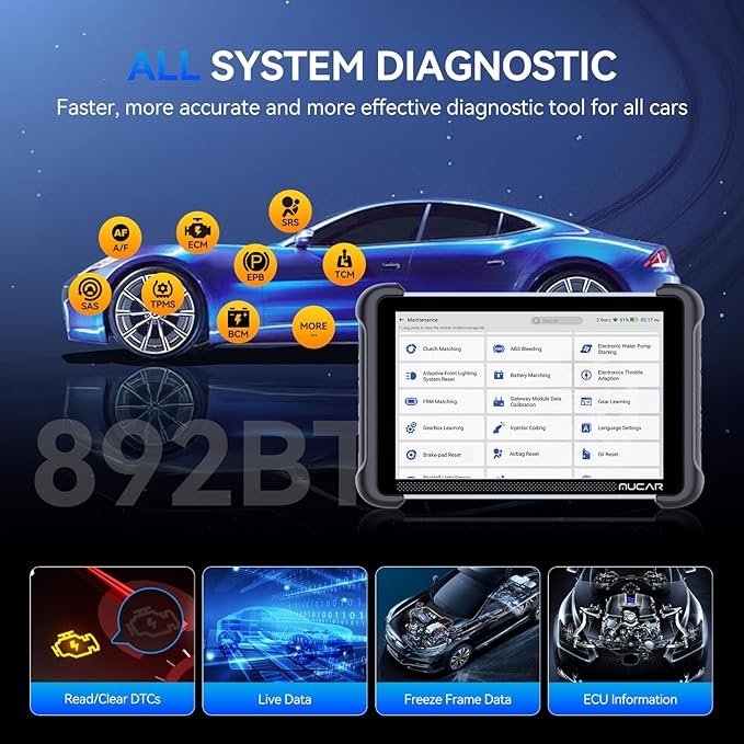 MUCAR 892BT AI-Assisted Bidirectional Scan Tool, Full System OBD2 Scanner, Bi-Directional OBD2 Scanner Diagnostic Tool,ECU