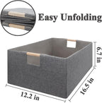 Foldable Fabric Storage Cubes, 2 Packs Cloth Storage Baskets with Wooden Handles, Collapsible Shelf Closet Organizer Bins, Re
