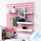MULSAME Pegboard Combination Kit, Wall Mounted Storage Set with 4 Pegboards & 14 Accessories Hanging, Pink Peg Boards Organiz