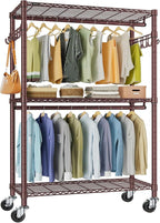 VIPEK R2 Plus Rolling Clothes Rack for Hanging Clothes Heavy Duty Clothing Rack 3 Tiers Adjustable Metal Wire Shelving Garmen