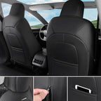 CAR PASS Car Seat Covers for Tesla Model 3 Nappa Leather Bling Diamond Car Seat Protector Full Coverage Airbag Compatible Cus