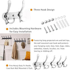2-Pack Coat Rack Wall Mounted – Space-Saving Wall Clothes Rack, 5 Tri Hooks, Stainless Steel Entryway Organizer for Coats, Ha