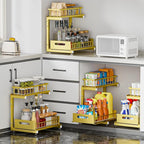 Under Sink Organizer, 2-Tier Premium Metal Pull-Out Racks with Adjustable Height, Heavy Duty Sliding Bin for Bathroom and Kit