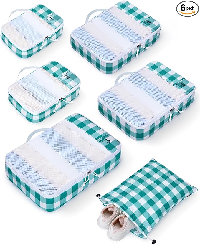 ECOHUB 6 Set Packing Cubes for Travel Suitcase Organizer Bags for Luggage Lightweight Carry On Suitcase with Lable & Personal