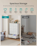 SONGMICS Dresser for Bedroom, Chest of Drawers, Steel, MDF, 10 Non-Woven Fabric Drawers, Storage Organizer Unit, Closet, Entr