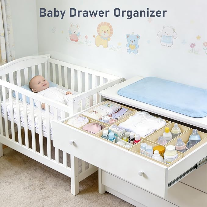 DIMJ Drawer Organizer Clothes- 26 Pack Baby Dresser Organizer for Nursery, Small Fabric Closet Drawer Organizer Bins for Unde