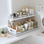 Under Sink Organizer Upgrade To Professional Rails,2-Tier Dual Pull Out Cabinet Storage,Height Adjustable Slide Out Drawers F