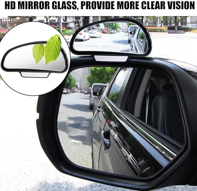 Car Blind Spot Mirrors(5.12 * 2.75in), Adjustable Auxiliary Universal Wide Angle Mirror for Universal Car SUV Mirrors Strong Adhesive HD Glass Mirror Frame Thickness Less than 5MM (L+R)
