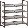 Metal Shoe Rack for Closet,entryway, 4-Tier Shoe Organizer, Adjustable Flat or Angled Shelves, Holds up to 20 Pairs Shoes