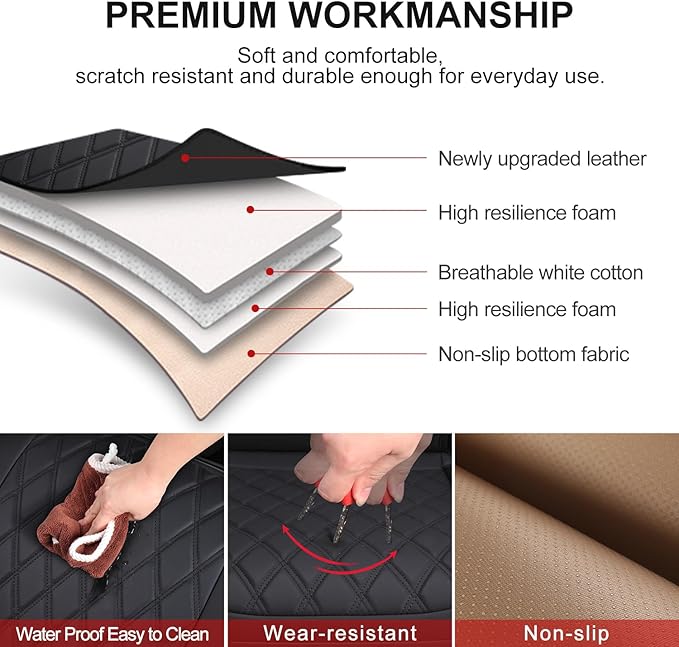 1 Pack Leather Front Car Seat Cover Bottom Car Seat, Anti-Slip and Full Wrap Driver Car Seat Protectors, Luxury Waterproof Bo