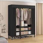 Portable Closet,Garment Rack,Heavy Duty Clothes Rack with Cover,Wardrobe Closet with 2 Hanging Rods, 6 Storage Shelves,43.3" 