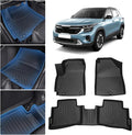 Sunsdrew Floor Mats for 2021-2026 Kia Seltos Accessories, All Weather Floor Liners 1st & 2nd Row Car Mats TPE Rubber Raised Edge