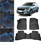 Sunsdrew Floor Mats for 2021-2026 Kia Seltos Accessories, All Weather Floor Liners 1st & 2nd Row Car Mats TPE Rubber Raised Edge