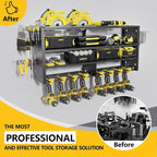 Large Power Tool Organizer Wall Mount, 4 Layer Garage Storage Cordless Tool Organizer with 8 Drills Holder, Heavy Duty Premiu
